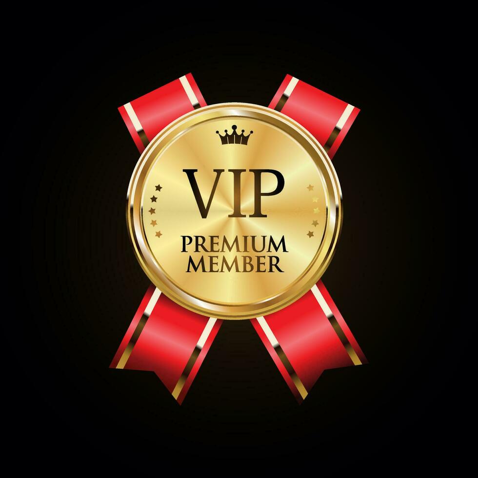 Golden badge VIP golden member retro design vector