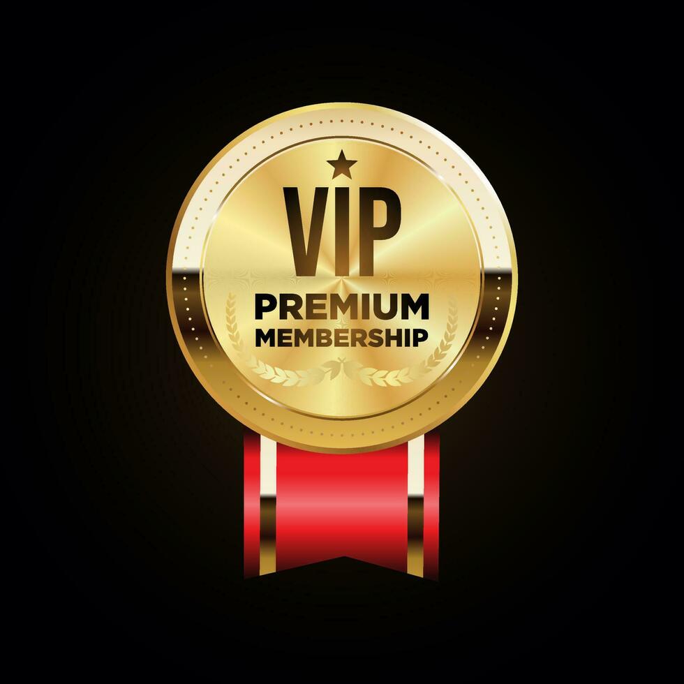 Golden badge VIP golden member retro design vector