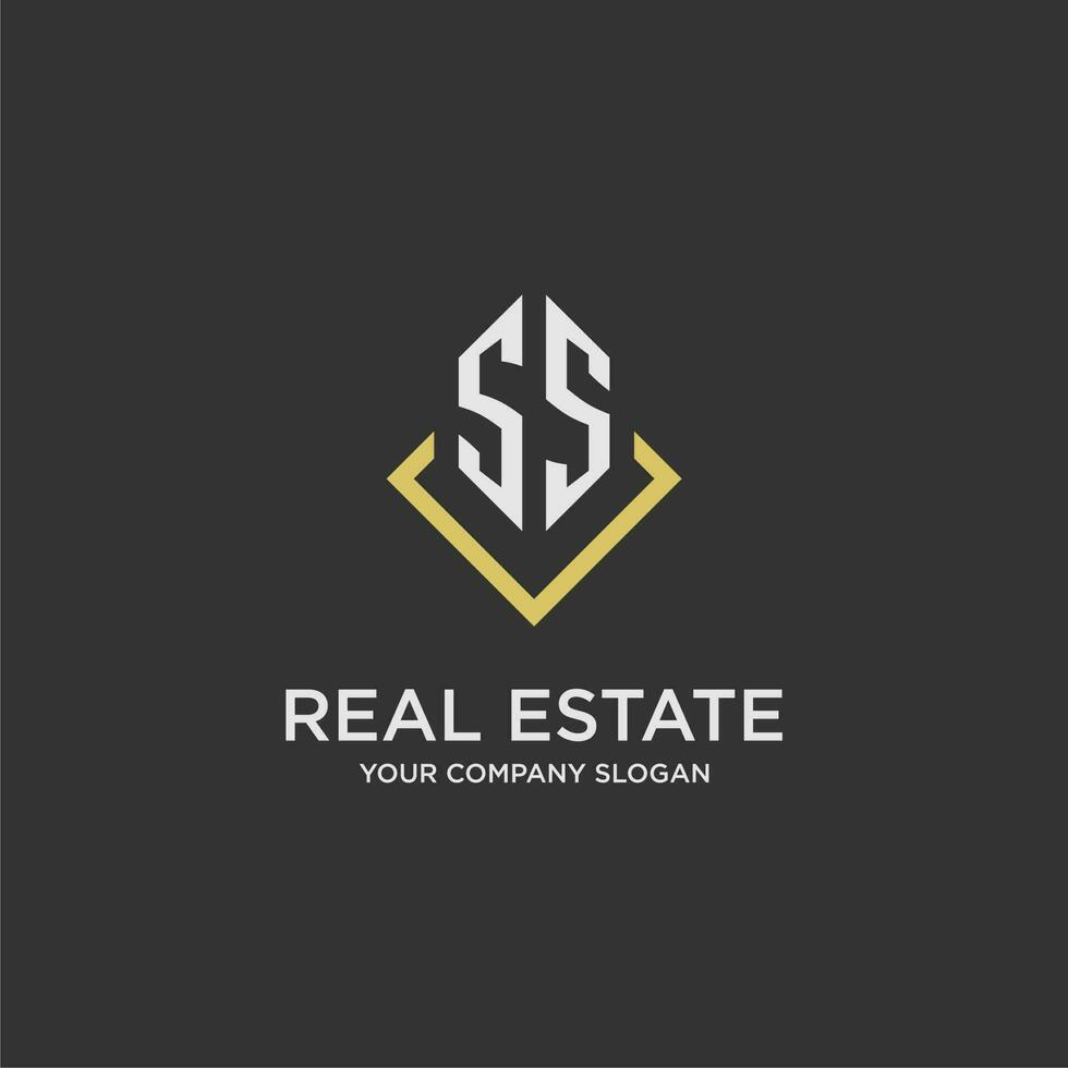 SS initial monogram logo for real estate with polygon style vector