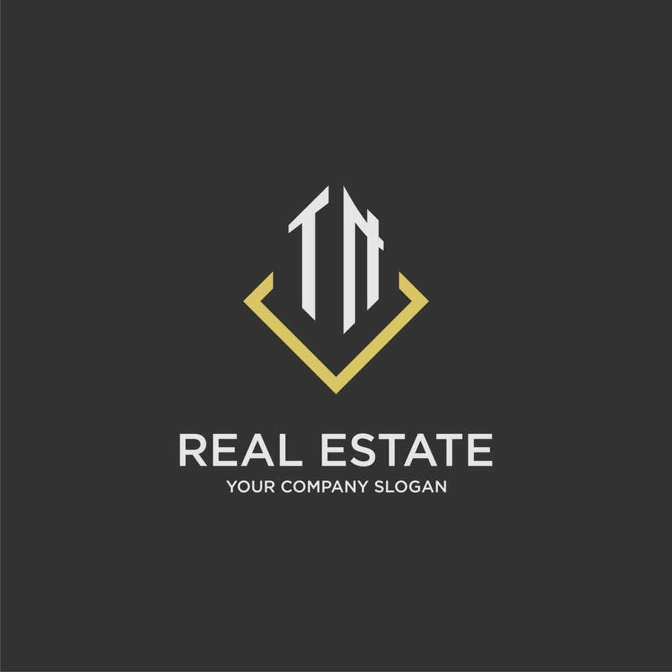 TN initial monogram logo for real estate with polygon style vector