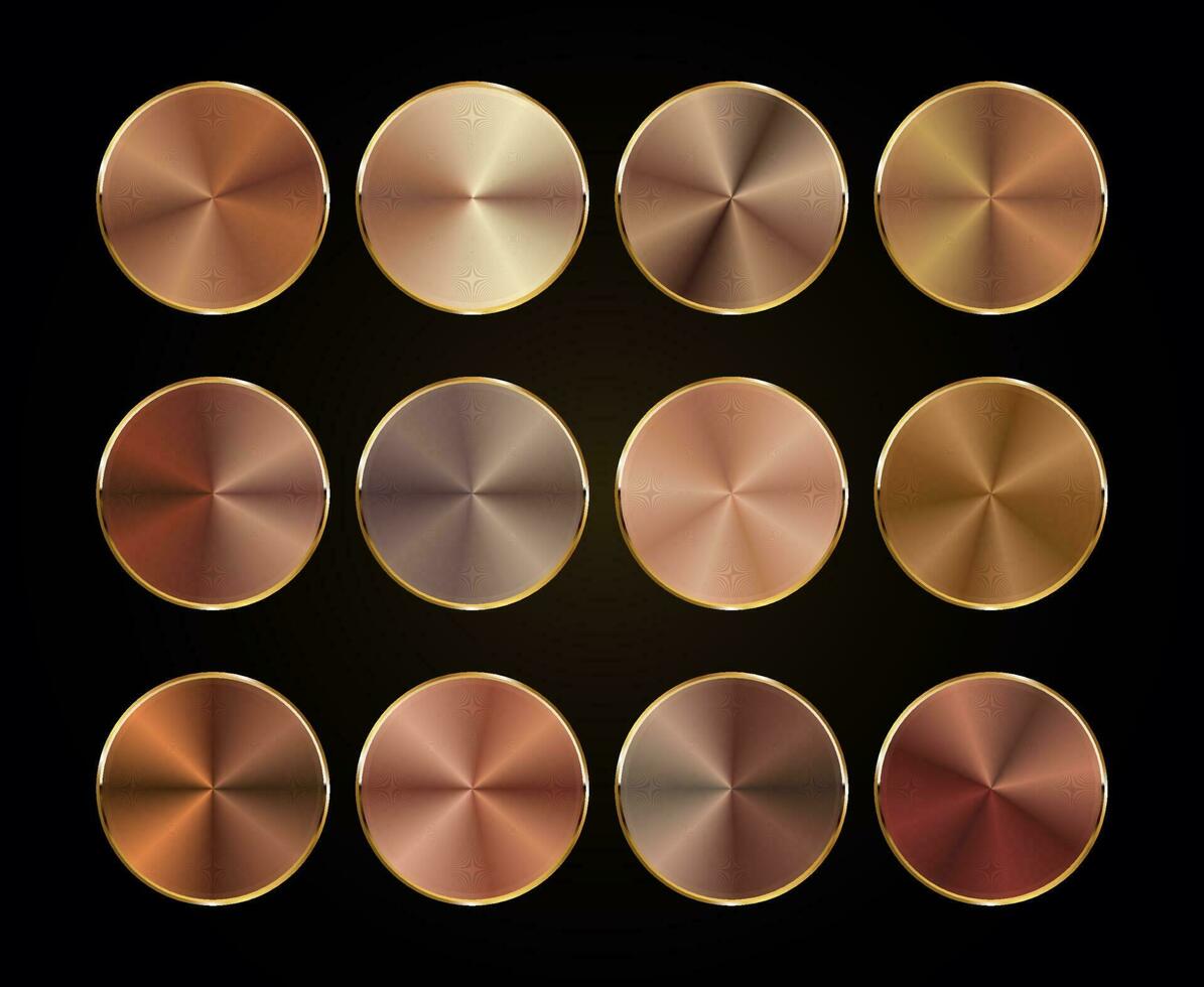 Collection of bronze metallic gradient badges  vector illustration