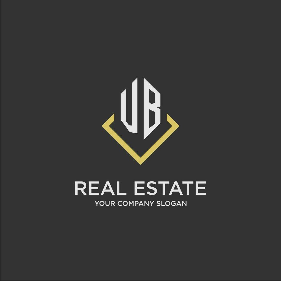 VB initial monogram logo for real estate with polygon style vector