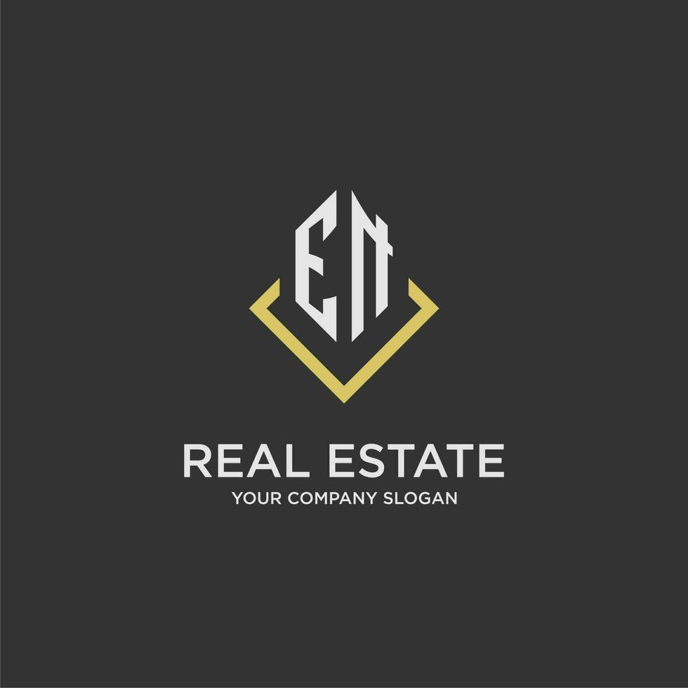 EN initial monogram logo for real estate with polygon style vector