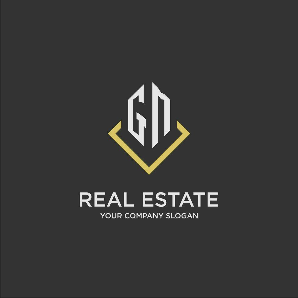 GM initial monogram logo for real estate with polygon style vector
