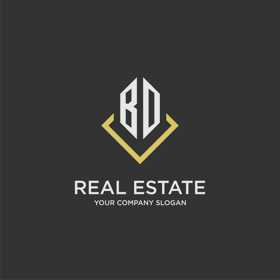 BO initial monogram logo for real estate with polygon style vector