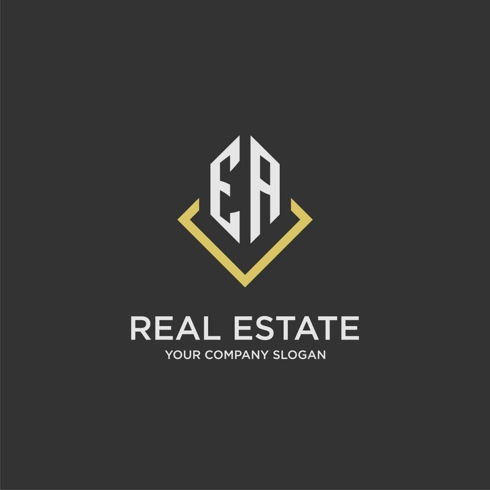 EA initial monogram logo for real estate with polygon style vector