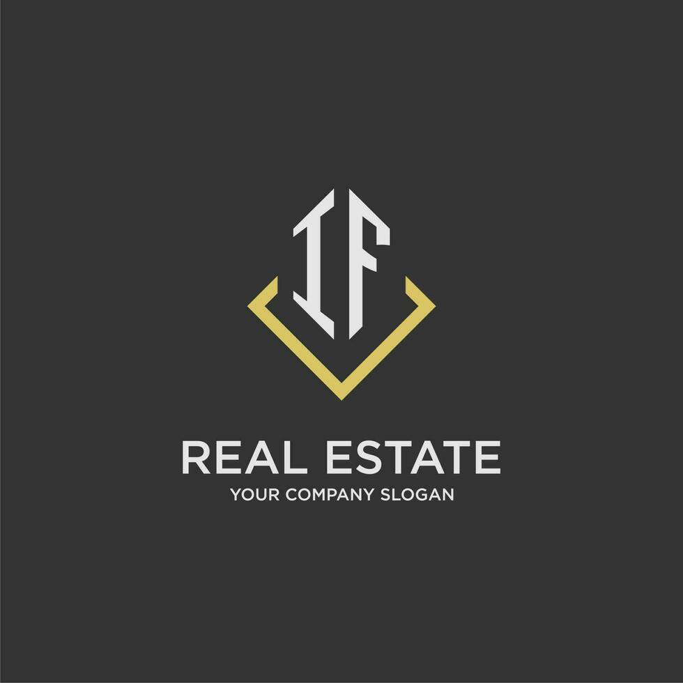 IF initial monogram logo for real estate with polygon style vector