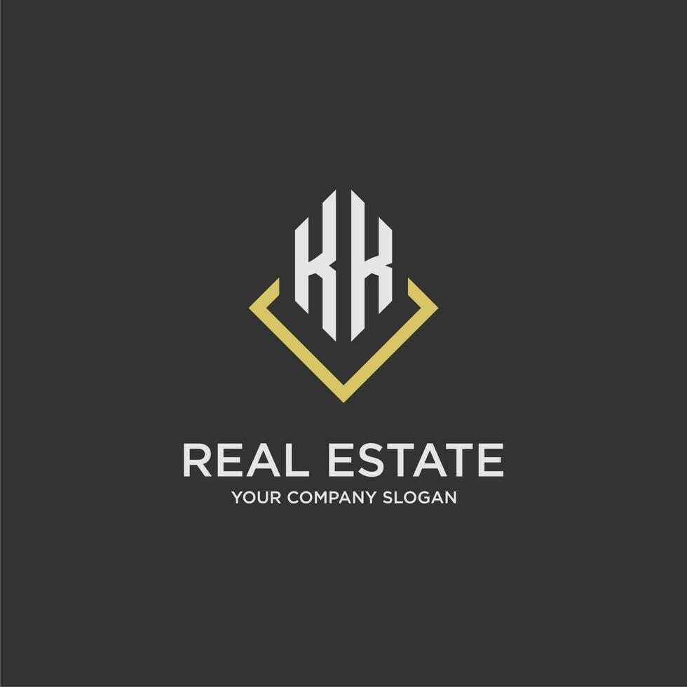 KK initial monogram logo for real estate with polygon style vector