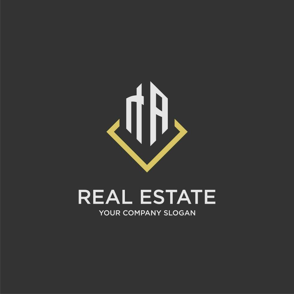 NA initial monogram logo for real estate with polygon style vector