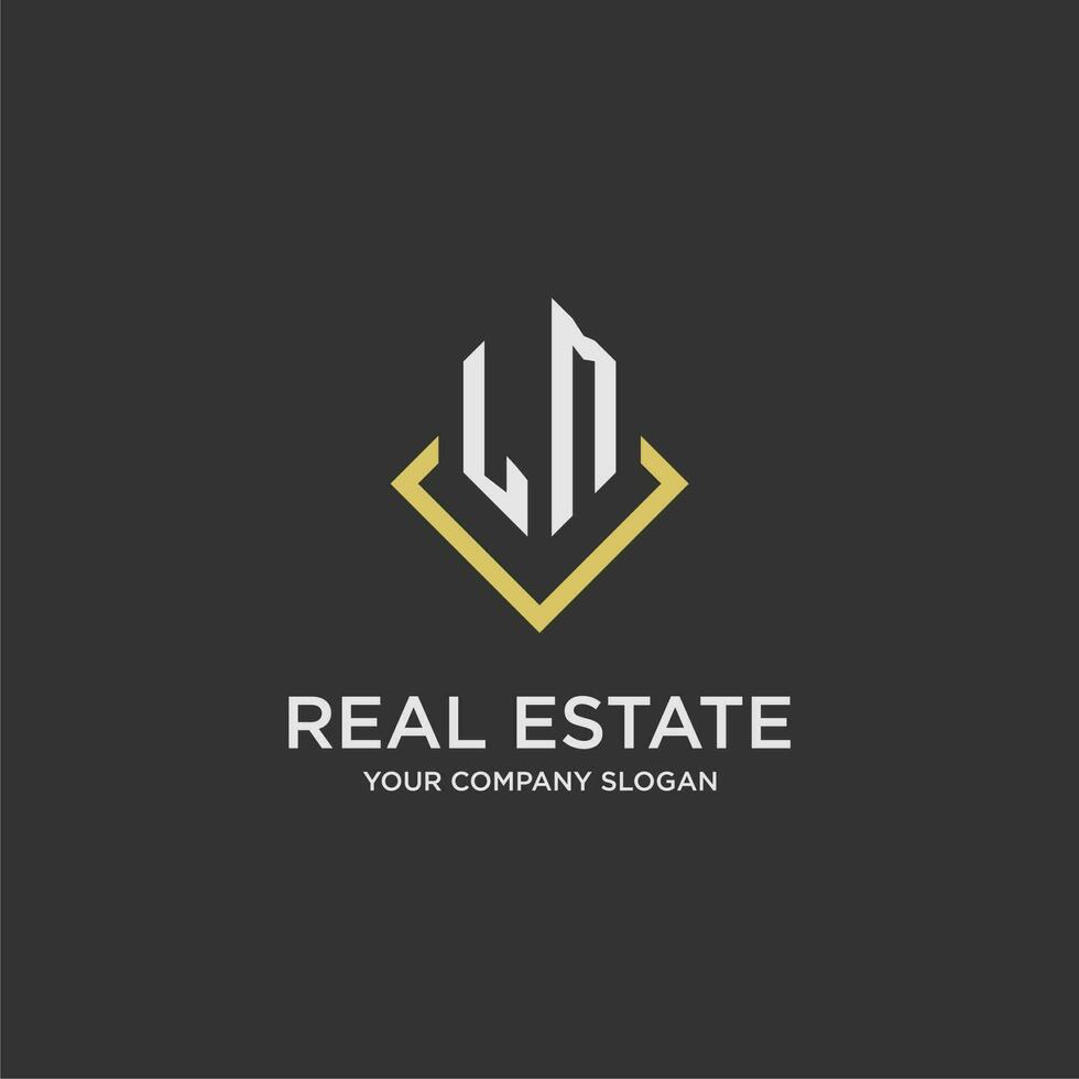 LM initial monogram logo for real estate with polygon style vector
