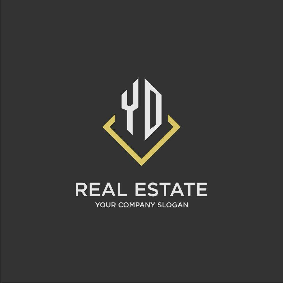 YO initial monogram logo for real estate with polygon style vector