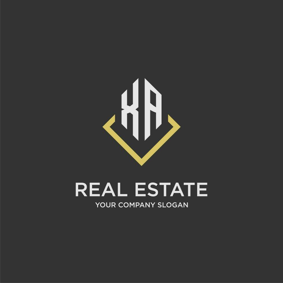 XA initial monogram logo for real estate with polygon style vector