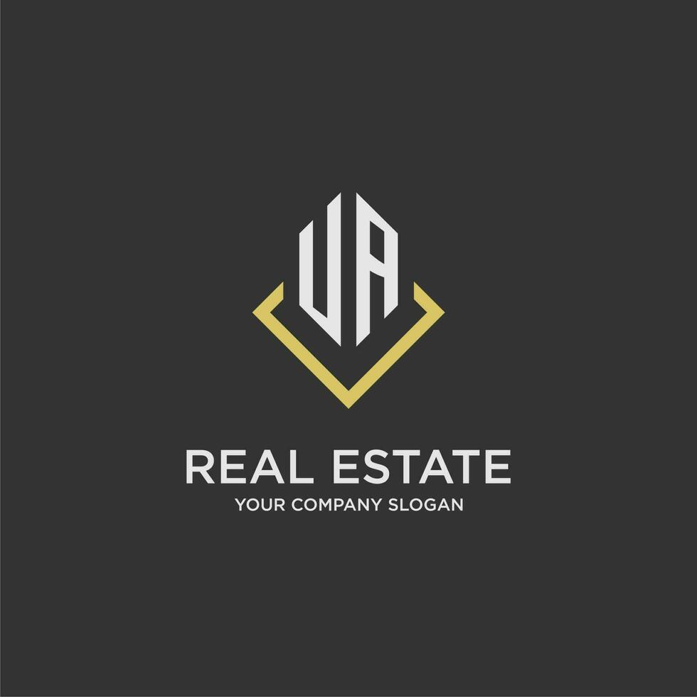 UA initial monogram logo for real estate with polygon style vector