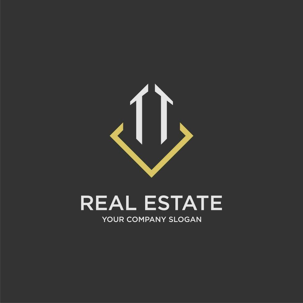 TT initial monogram logo for real estate with polygon style vector