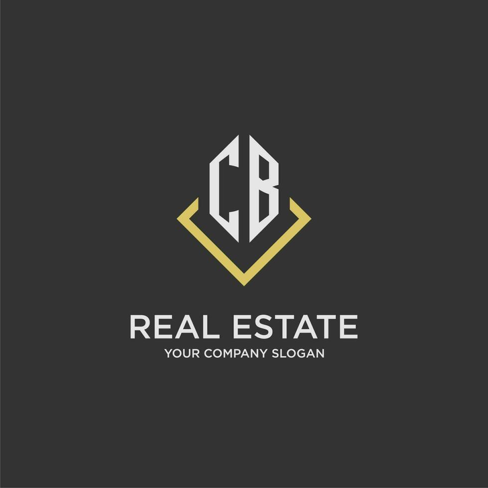 CB initial monogram logo for real estate with polygon style vector