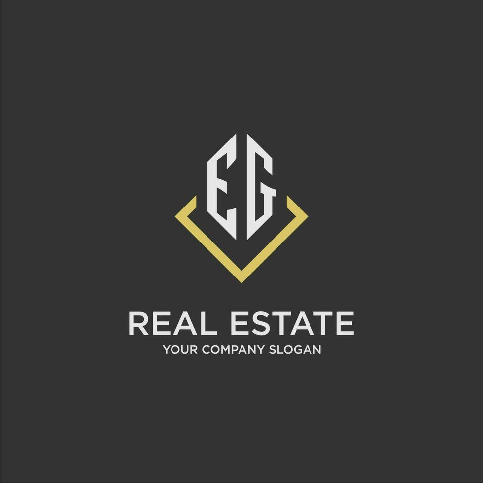 EG initial monogram logo for real estate with polygon style vector
