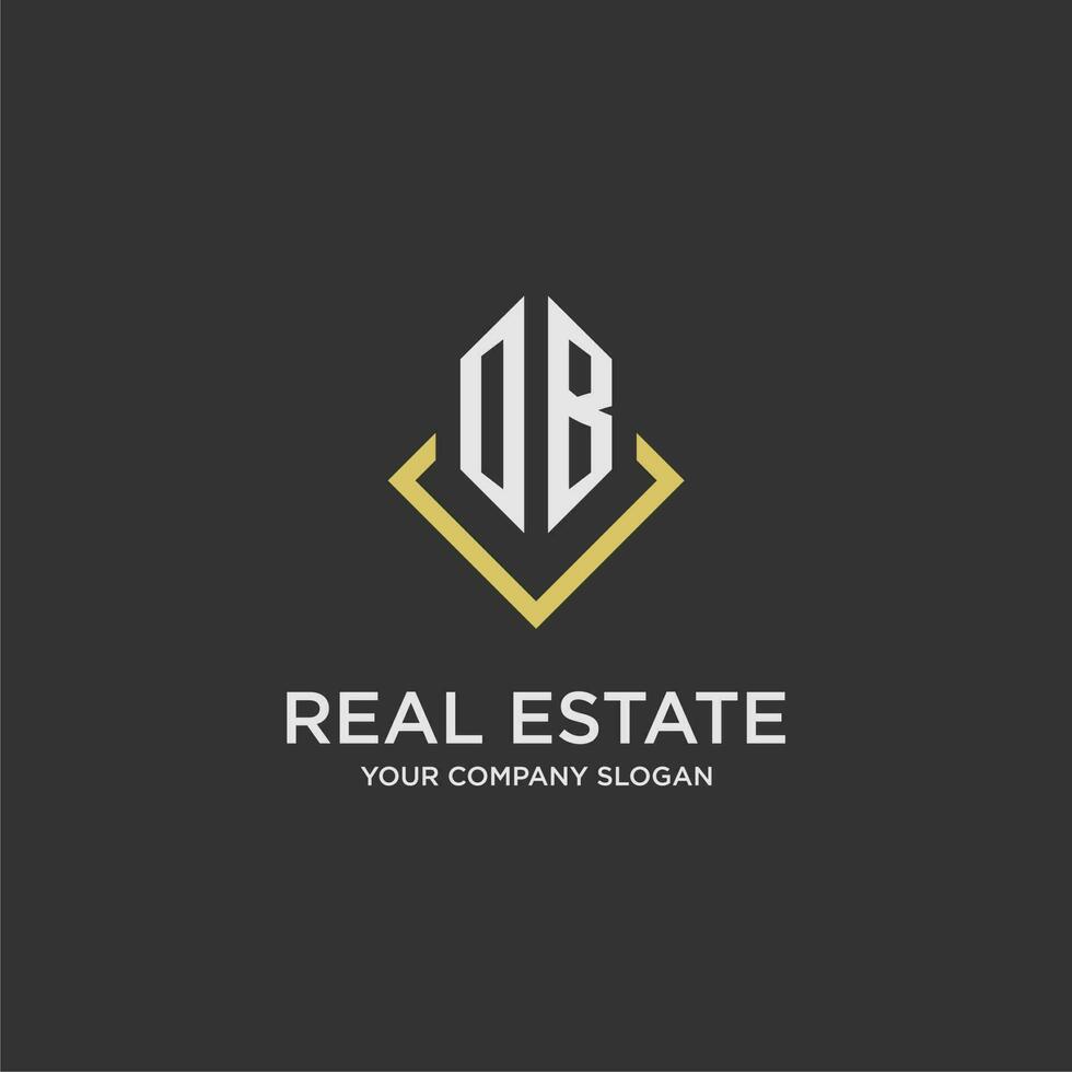 OB initial monogram logo for real estate with polygon style vector