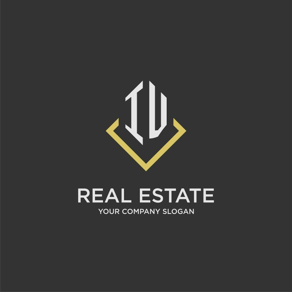 IV initial monogram logo for real estate with polygon style vector
