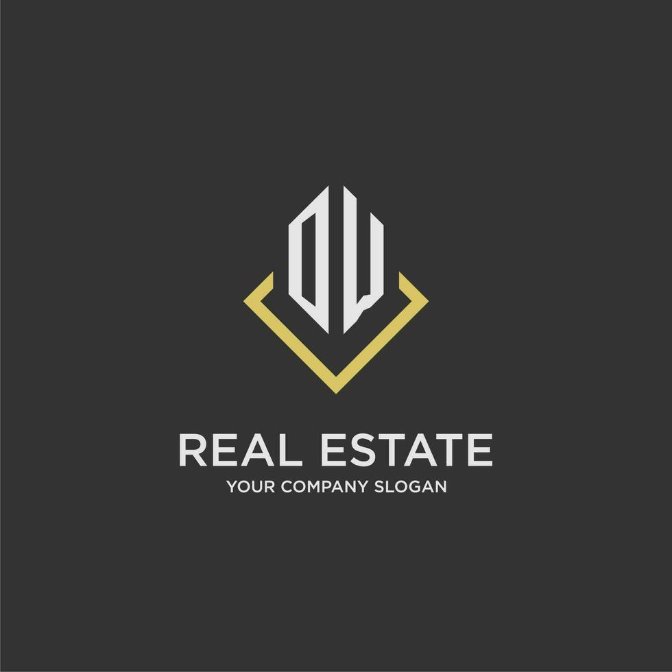 OW initial monogram logo for real estate with polygon style vector