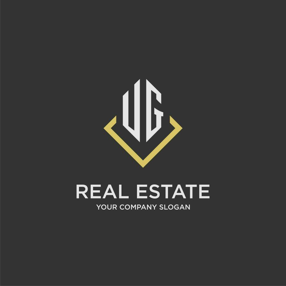 UG initial monogram logo for real estate with polygon style vector