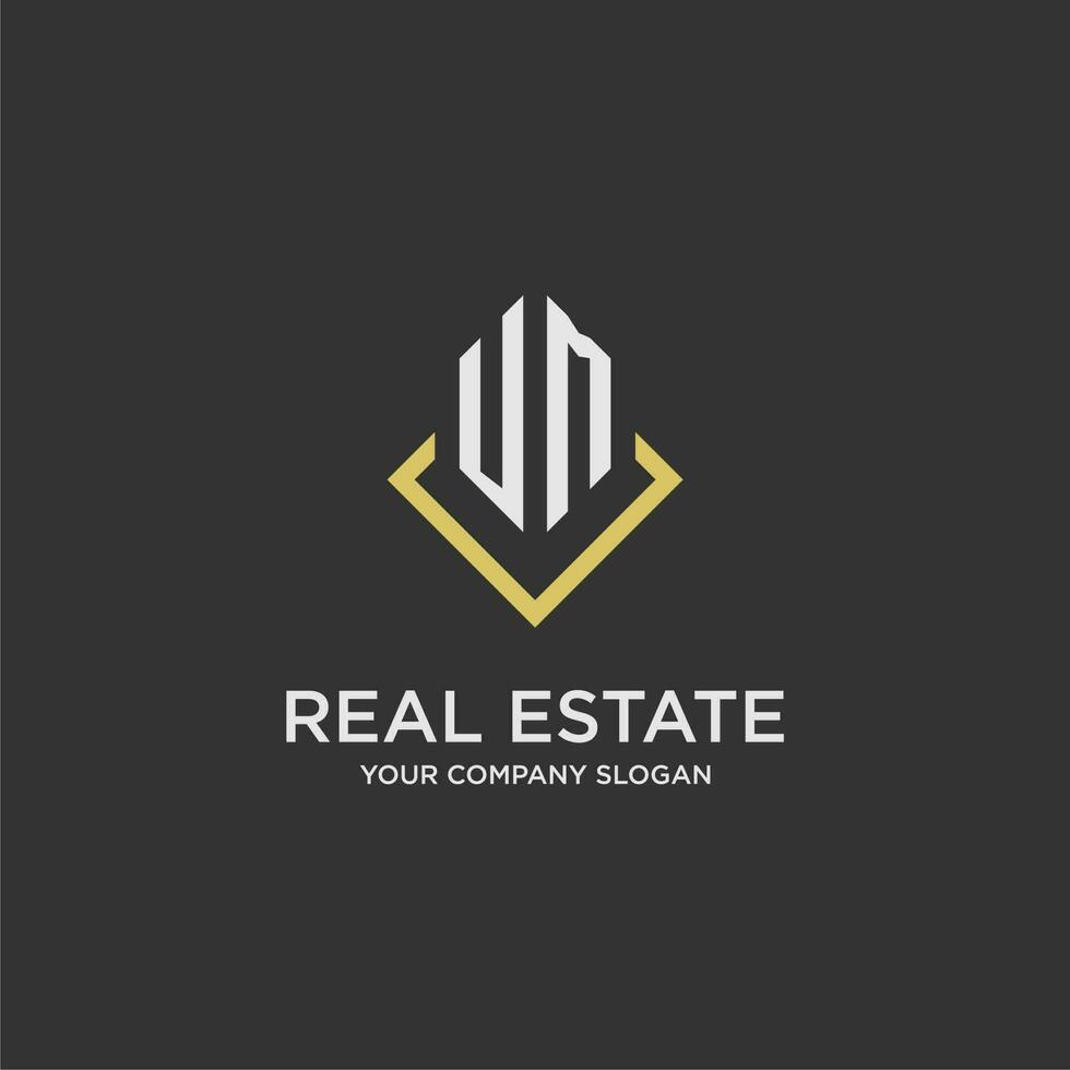 UM initial monogram logo for real estate with polygon style vector