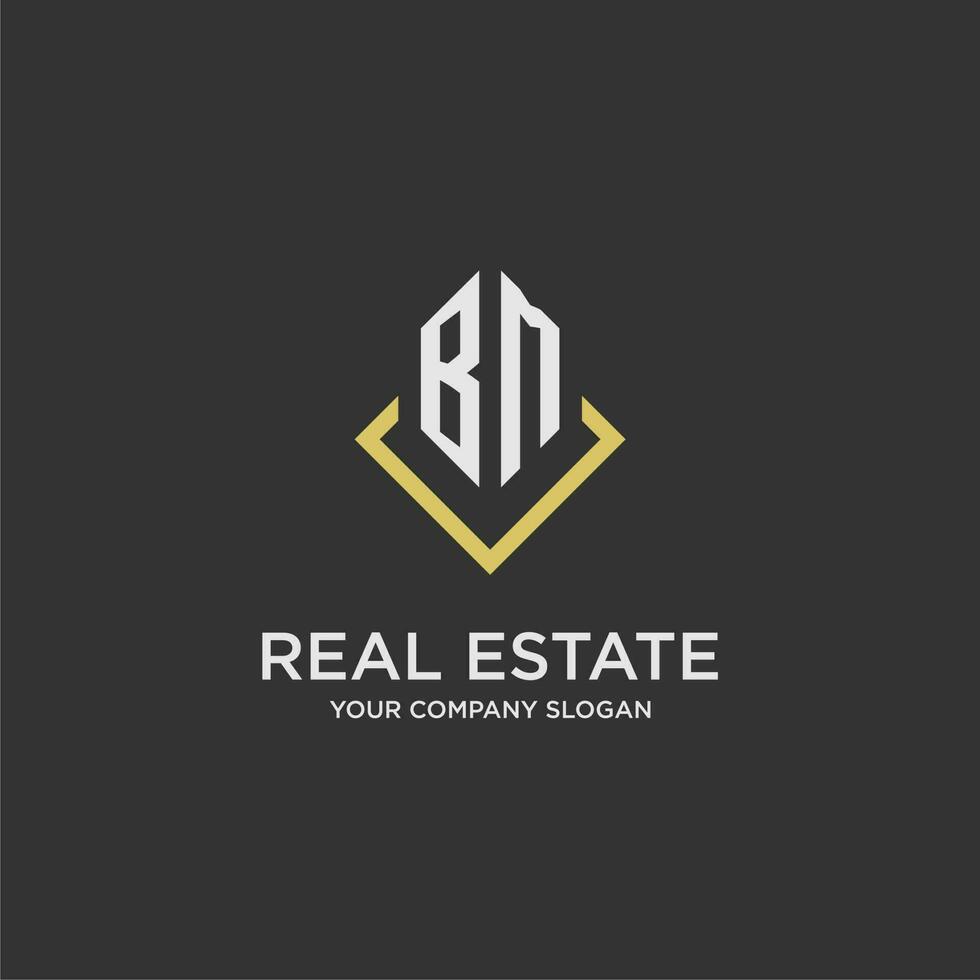 BM initial monogram logo for real estate with polygon style vector