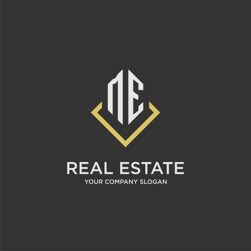 ME initial monogram logo for real estate with polygon style vector