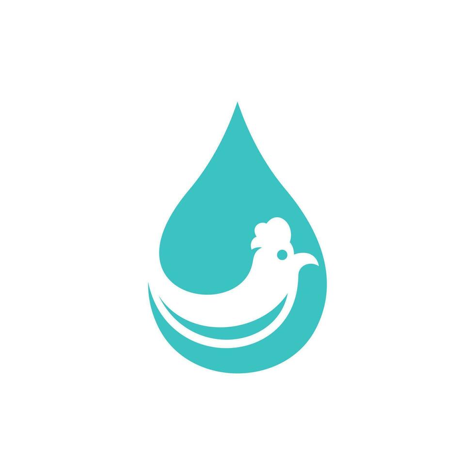 Rooster Animal Drop Water Simple Logo vector