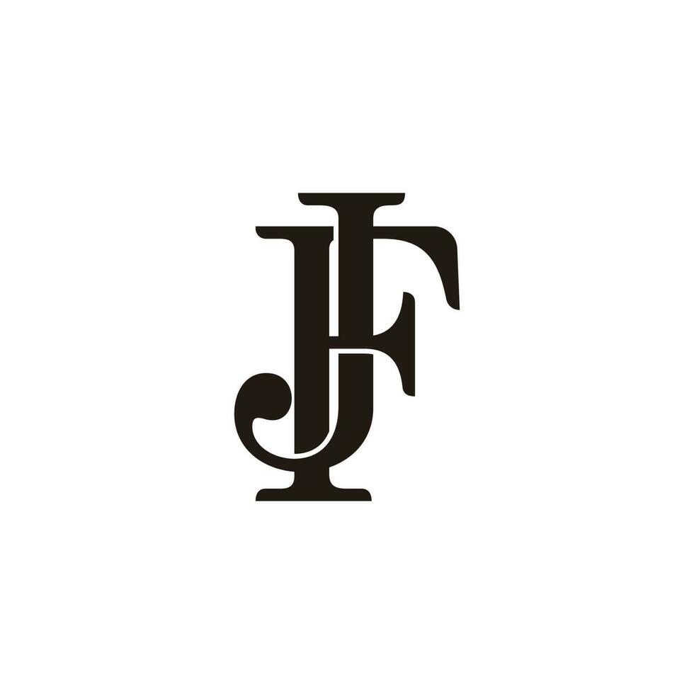 letter jf linked flat overlapping design logo vector