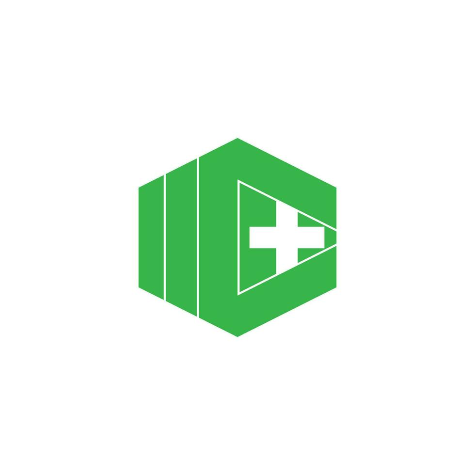 hexagonal simple geometric clear medical logo vector