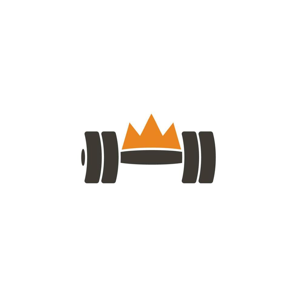 king dumbbell simple crown gym symbol logo vector