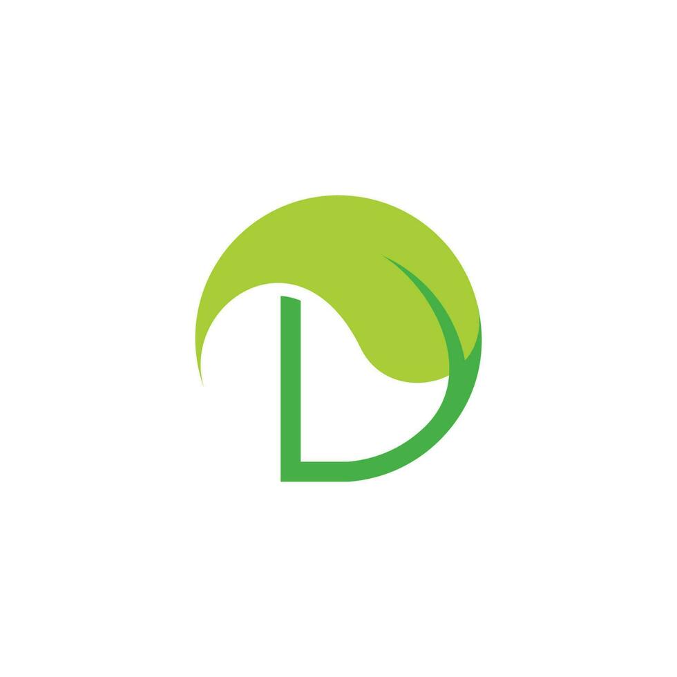 letter d green leaf tree symbol geometric logo vector