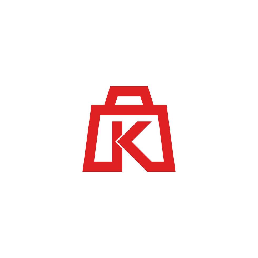 letter k shopping bag red geometric logo vector