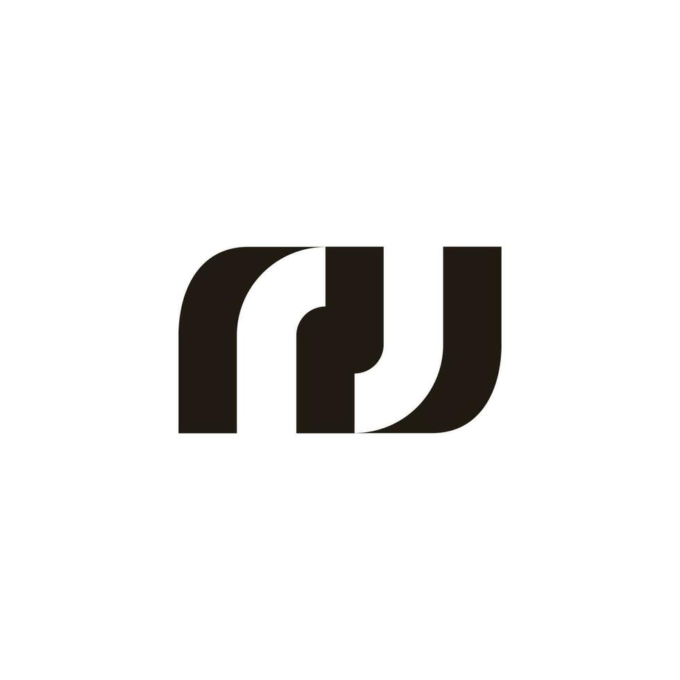 letter rj simple geometric negative space logo vector