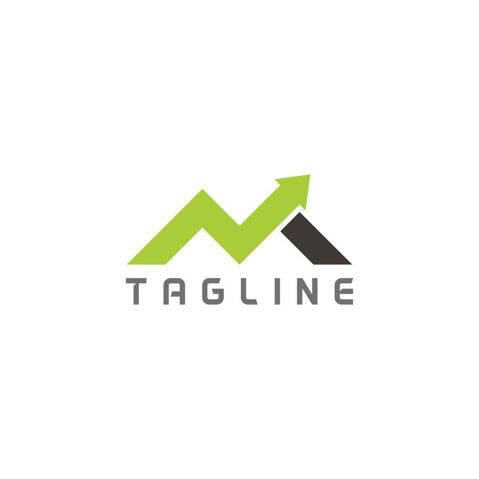 letter n m arrow up chart line logo vector