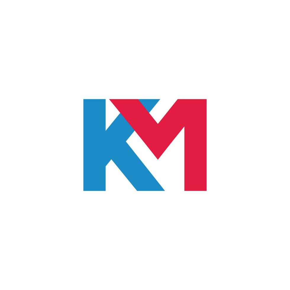 letter km linked colorful geometric logo vector