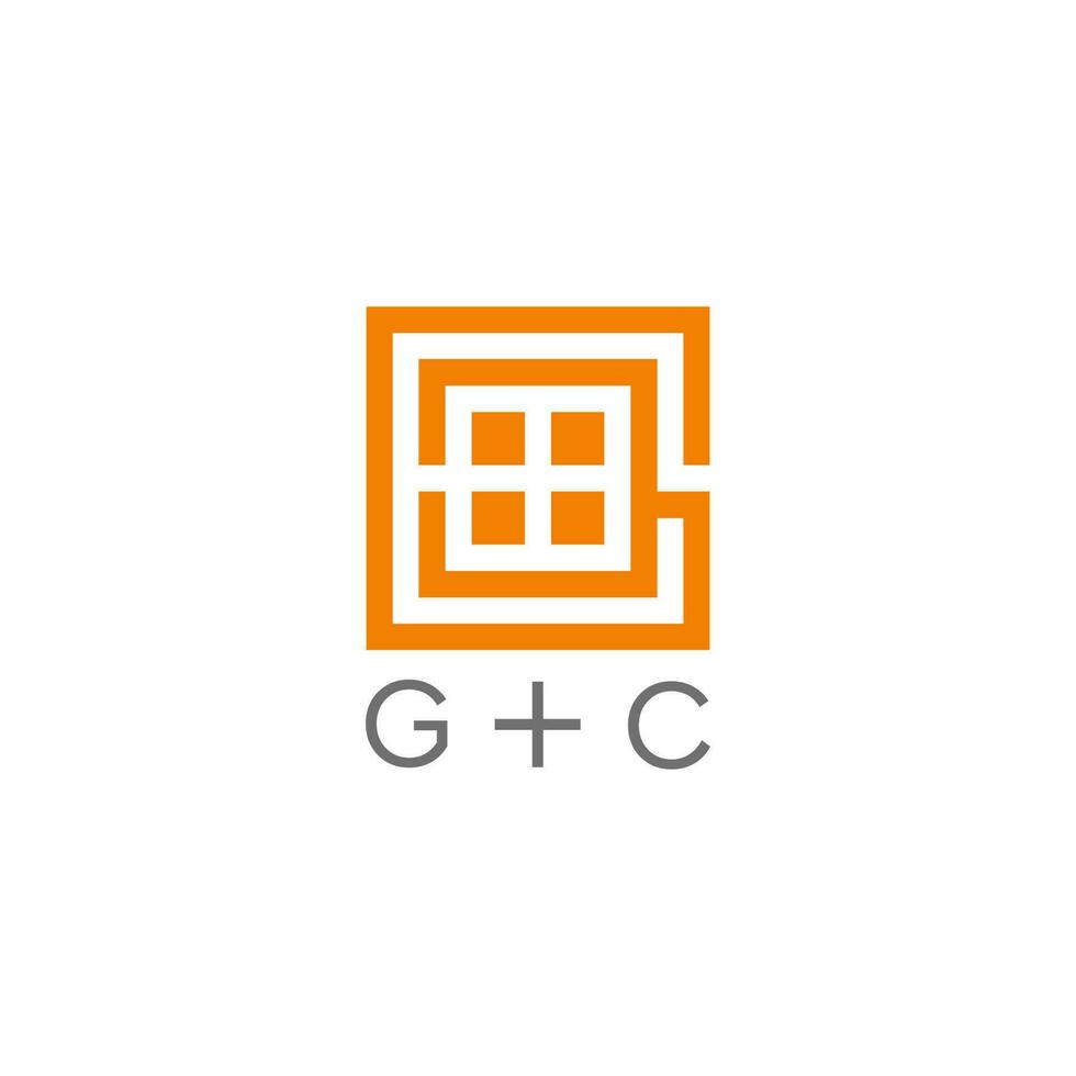 abstract letter gc square window geometric line logo vector