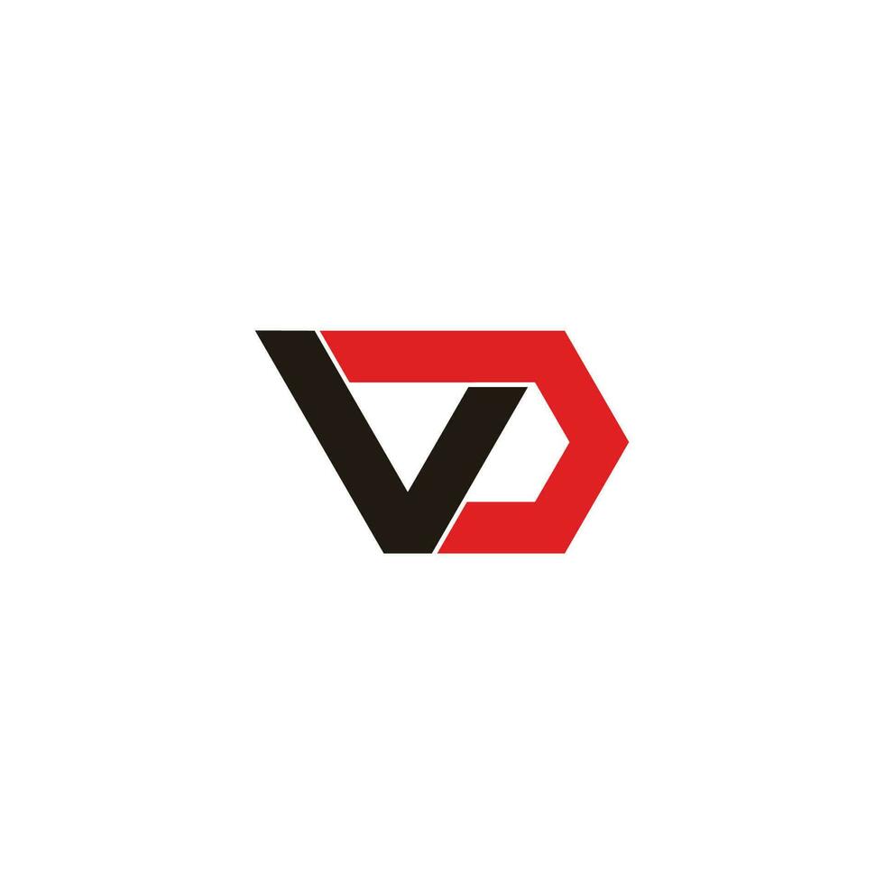 letter vd colorful linked polygon geometric logo vector