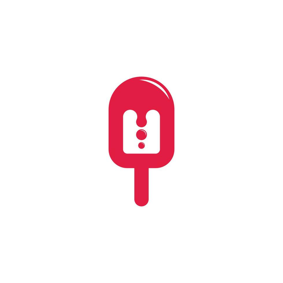 red ice cream melt design logo symbol vector