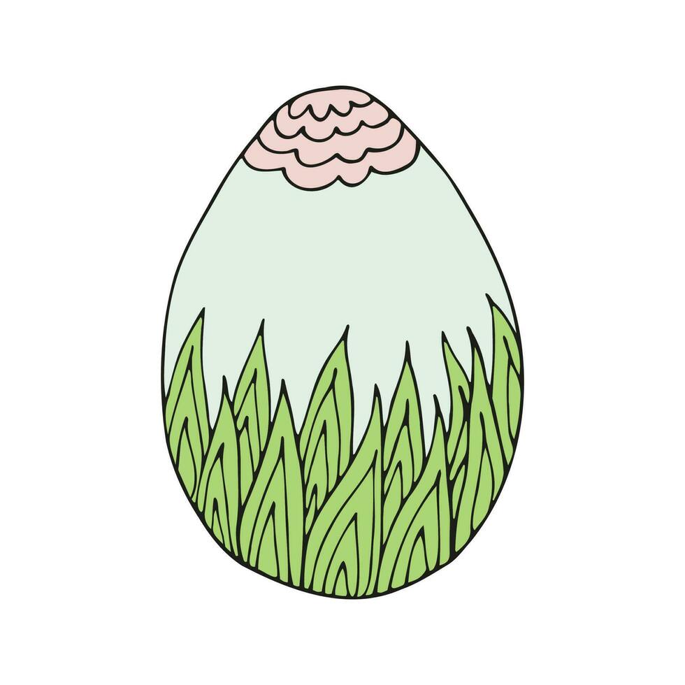 Hand drawn easter eggs with decoration. Doodle vector