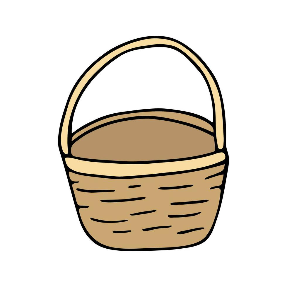 Hand drawn basket for mushrooms vector