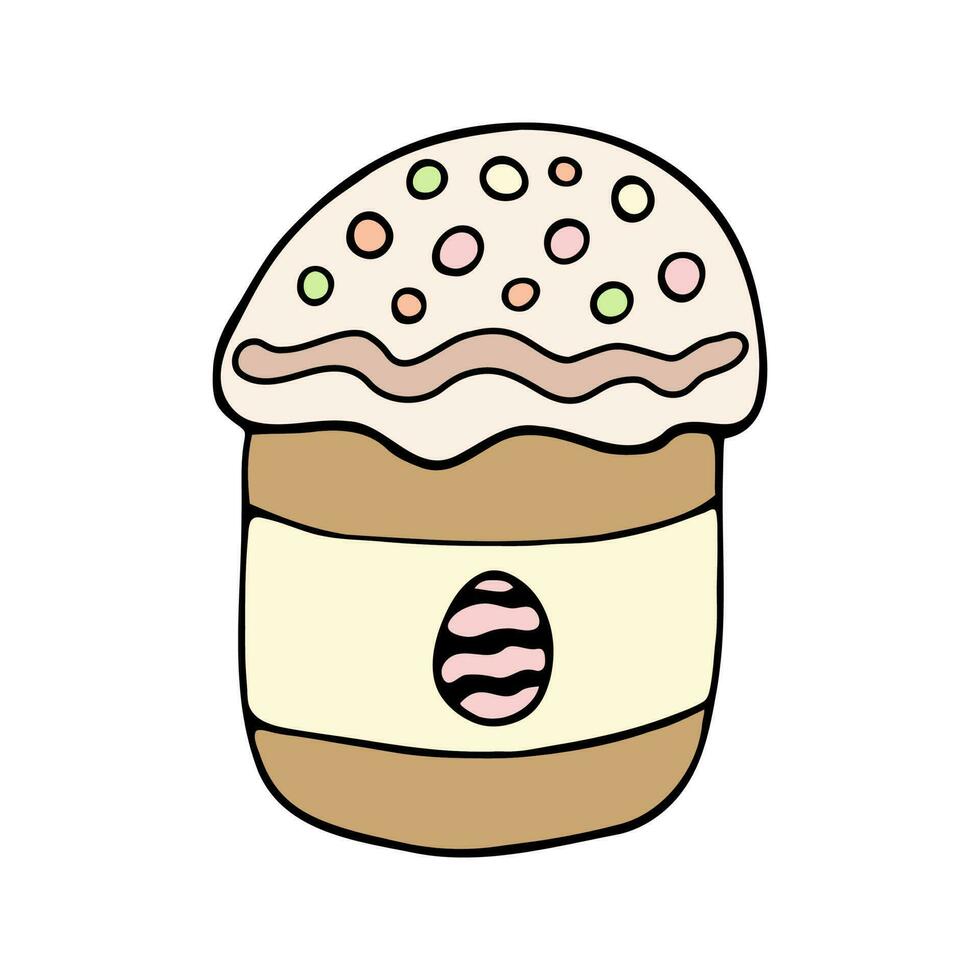 Hand drawn easter cake, bread. Doodle vector illustration