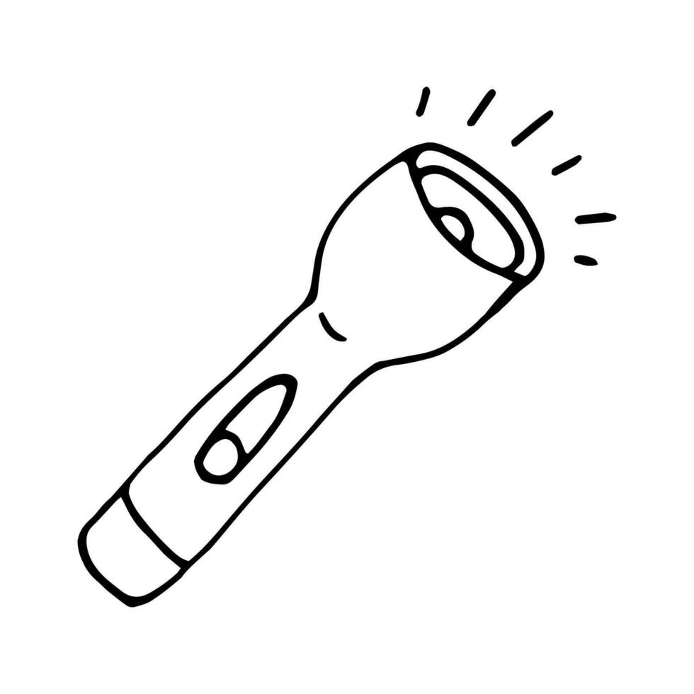 Hand drawn vector flashlight clipart. Isolated on white background