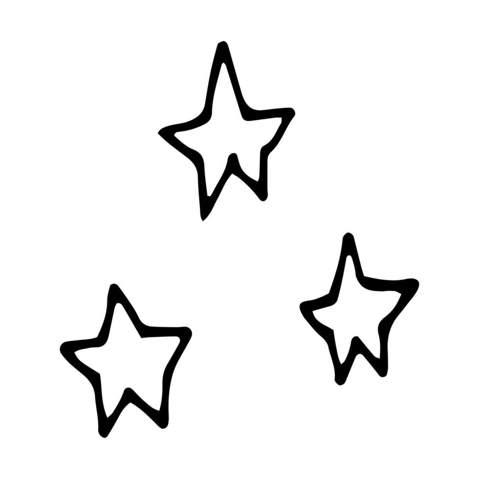 Single element of stars in doodle set. Hand drawn vector illustration for cards, posters, stickers and professional design.