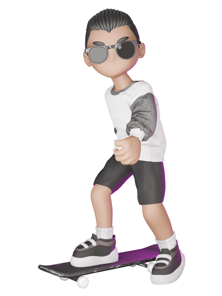 A cartoon character with sunglasses and a skateboard png