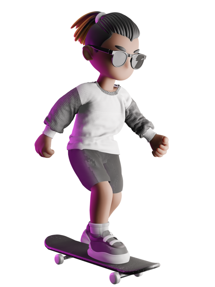 A cartoon character with sunglasses and a skateboard png