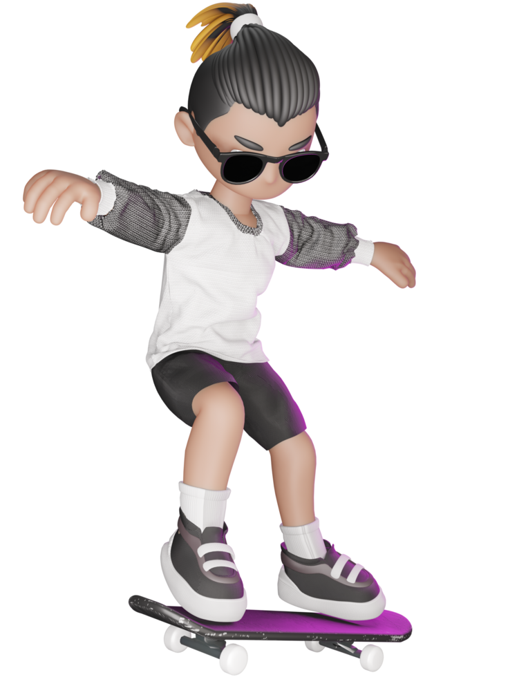 A cartoon character with sunglasses and a skateboard png