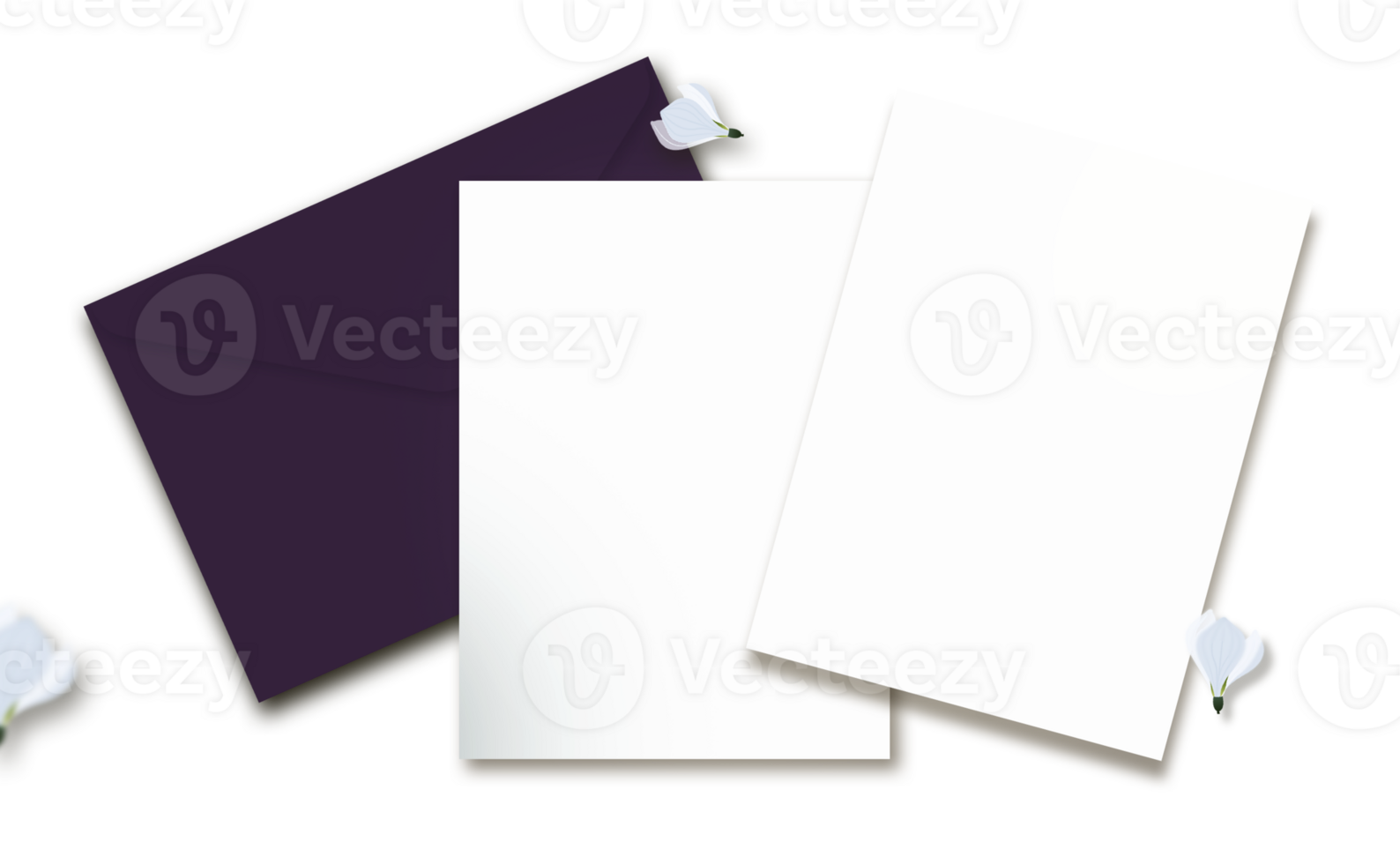 Editable Invitation Cards With Purple Envelope On White Background. png