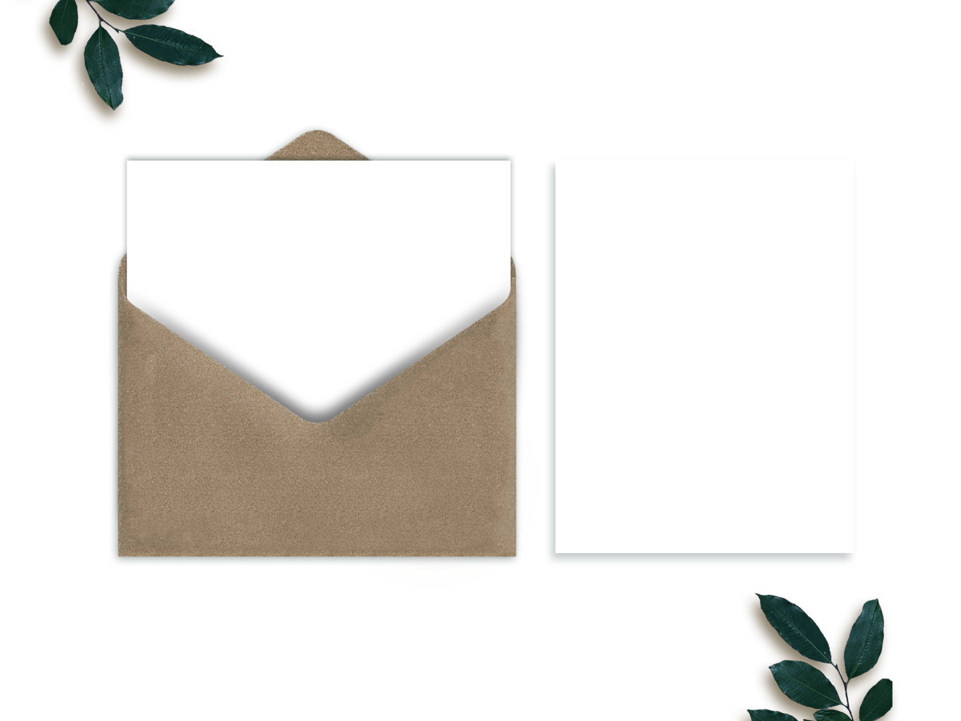 Editable Wedding Invitation Card With Brown Envelope And Leaves On White Background. 23624983 PNG
