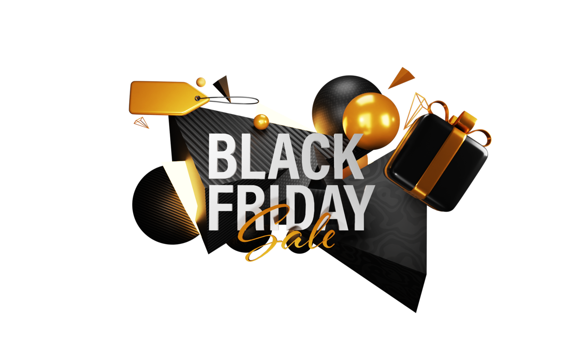 Black Friday Sale Banner Design With 3D Empty Tag, Gift Box, Balls Or